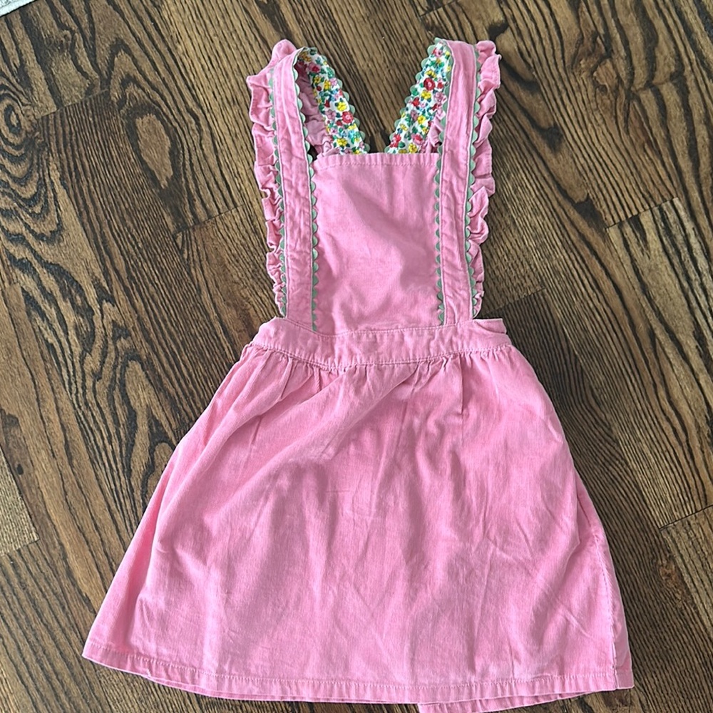 Pink Ruffled Dress with Floral Embroidery
